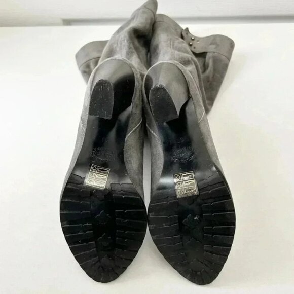 Grey Suede Boots Mid Calf Block Heel Slouch Boot Boho Size EU 38 NEW IN BOX - Picture 8 of 16